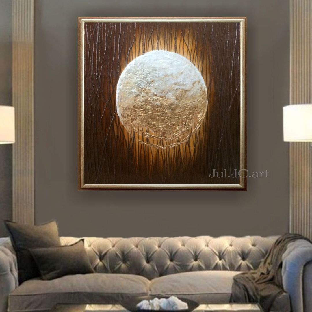 Gold Moon Painting Brown and Gold Abstract Art Full Moon a Inspire