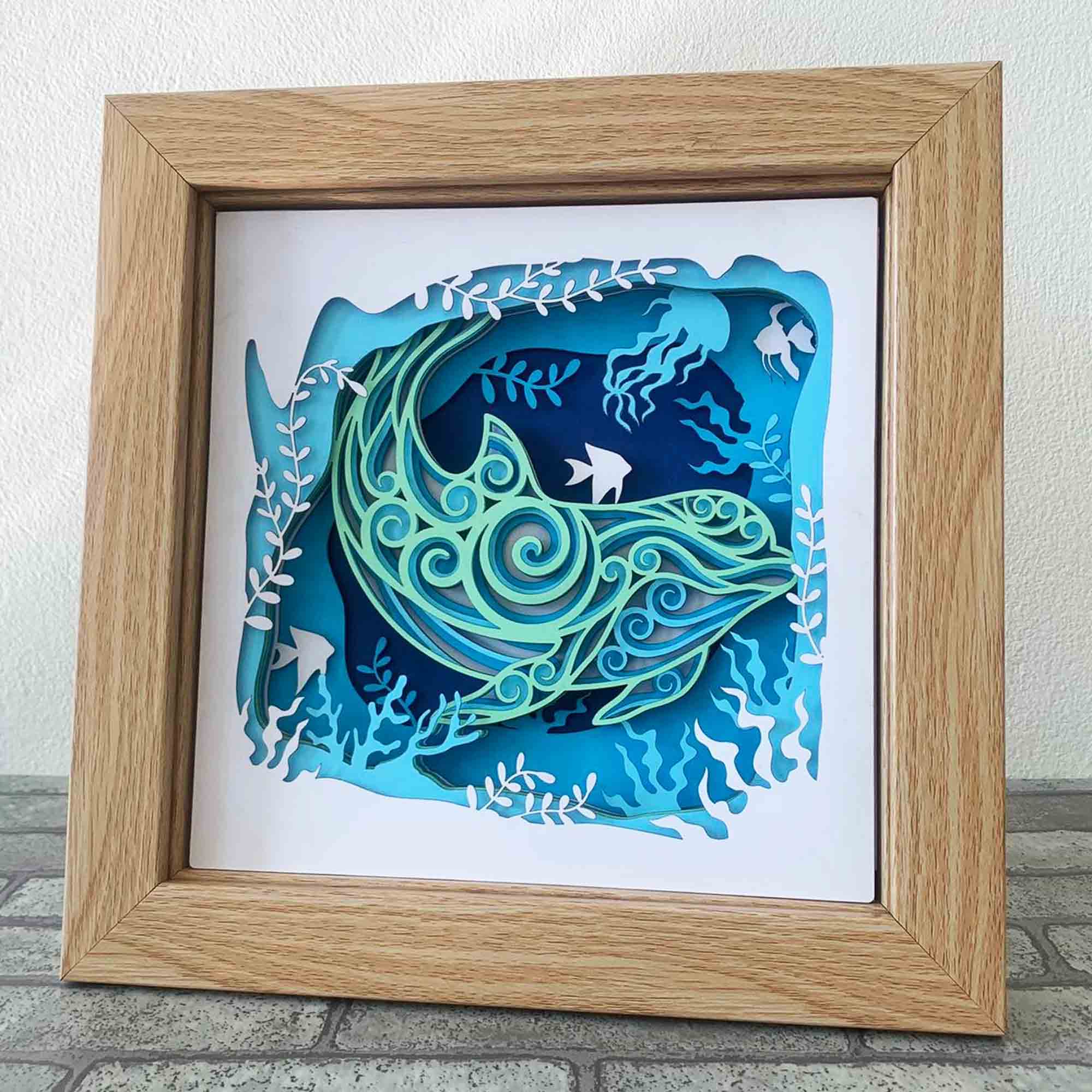 Dolphin 3D Shadow Box SVG/ Multilayer Dolphin And The Ocean/ | Inspire ...