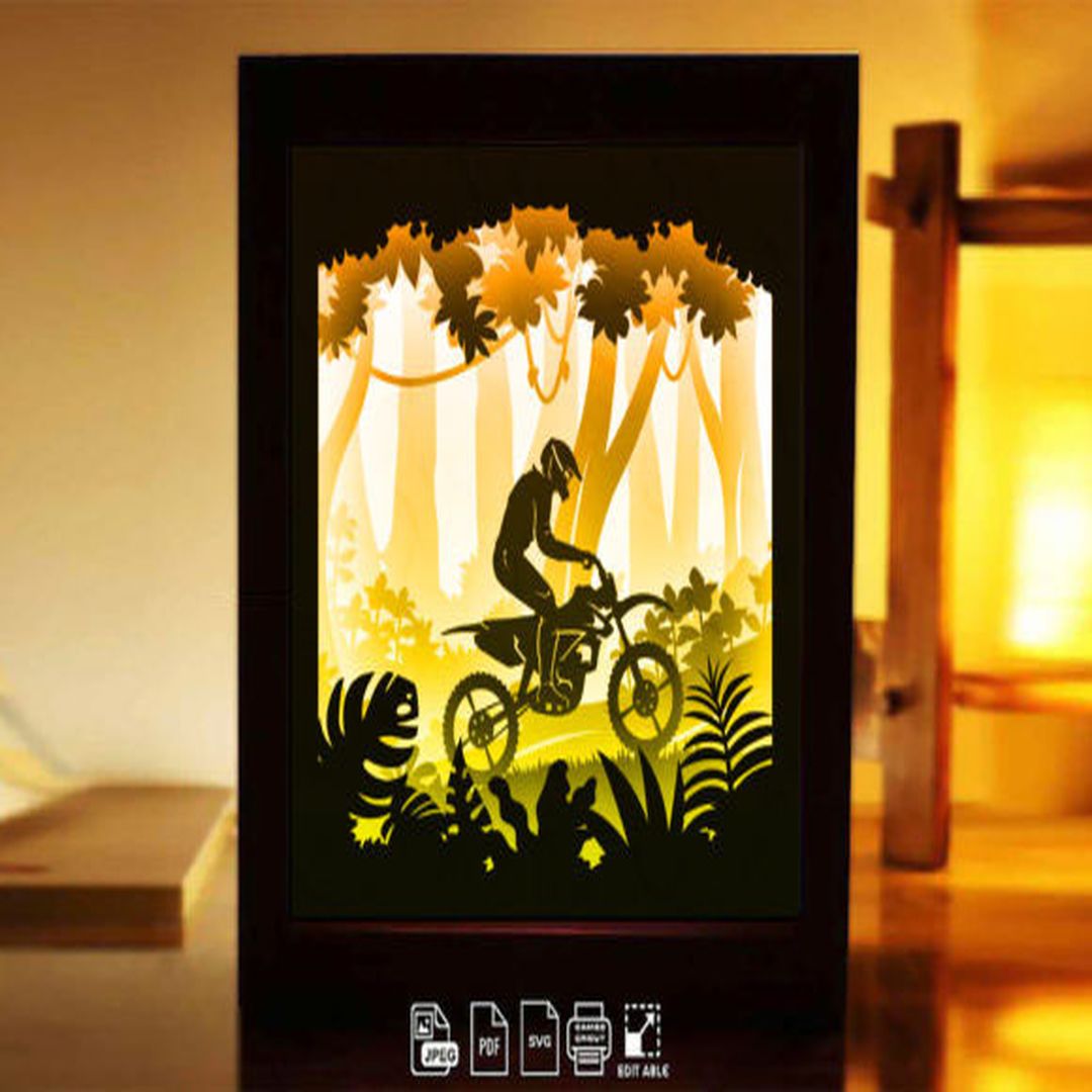 Bike Racing Sport 3D Paper Light Box | Inspire Uplift