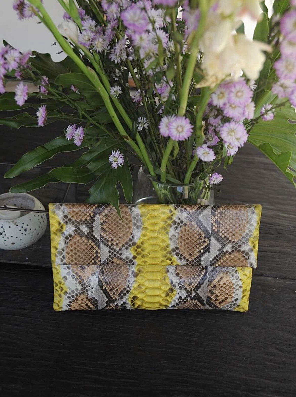 Smalll woman genuine python envelope snake clutch | Inspire Uplift