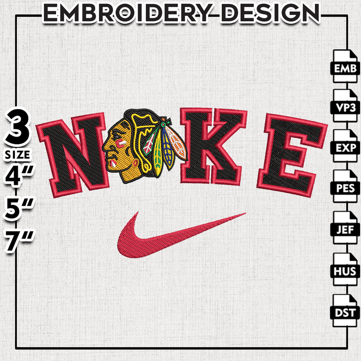 Chicago Blackhawks Embroidery Designs, NHL Logo Embroidery, Inspire