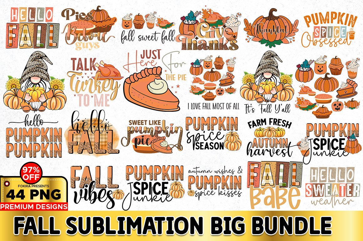 Fall Sublimation Big PNG Bundle - Inspire Uplift