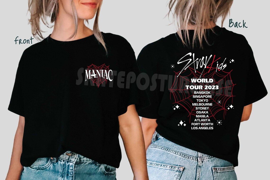 straykids LA maniac Tシャツ　skz Stray Kids World Tour 2023 MANIAC T-Shirt TShirt Tee Unisex