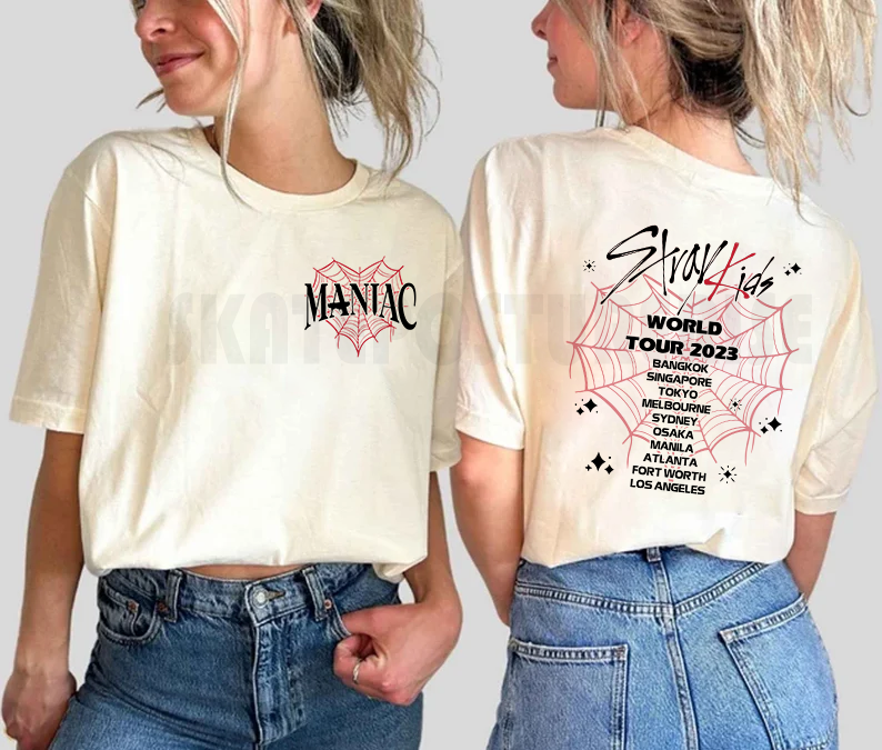 Stray Kids World Tour 2023 T-shirt, Maniac Kpop Concert Fan