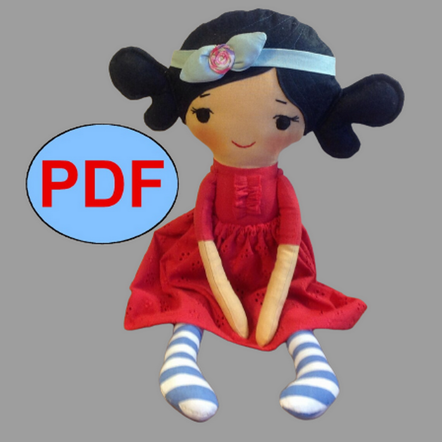 Rag doll pattern Tutorial PDF Cloth doll sewing pattern DIY | Inspire ...
