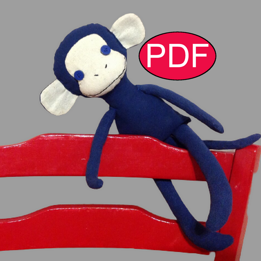 Monkey Pattern Tutorial PDF Monkey sewing pattern Monkey toy Inspire