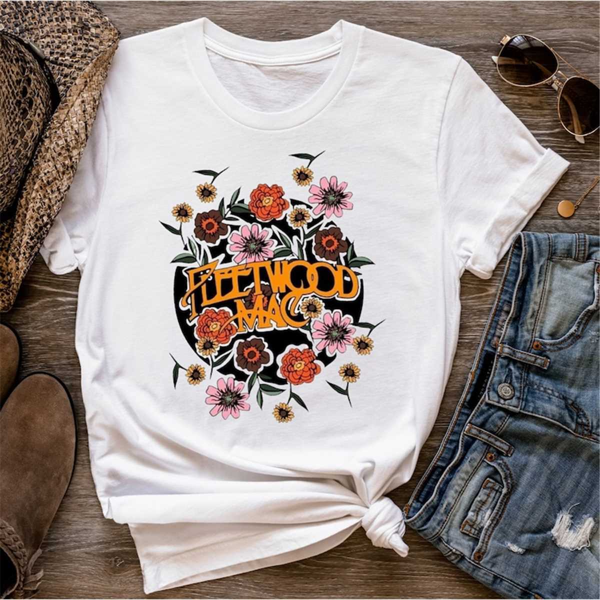 Fleetwood Mac T-shirt, Vintage Floral Retro Band Graphic Tee | Inspire ...