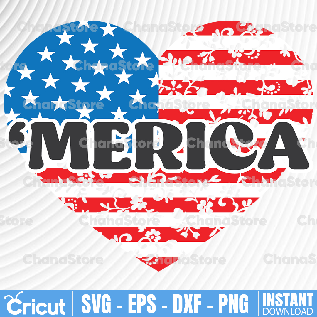 American Heart Flag svg | American Flag SVG | 4th of July Sv - Inspire