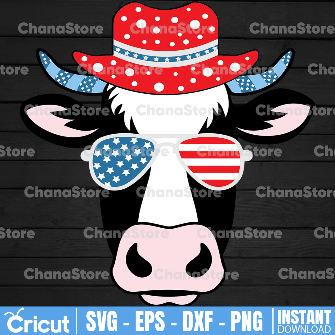 4th of July svg, Cow svg, Independence Day svg, American fla - Inspire