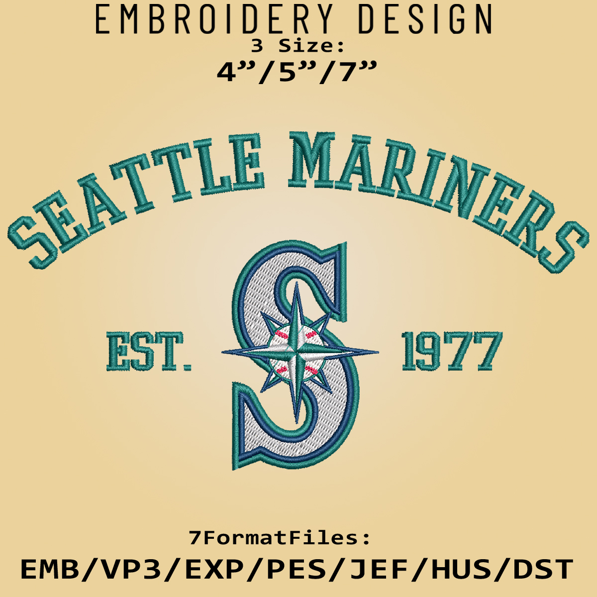 Seattle Mariners Embroidery Designs, MLB Logo Embroidery Fil Inspire