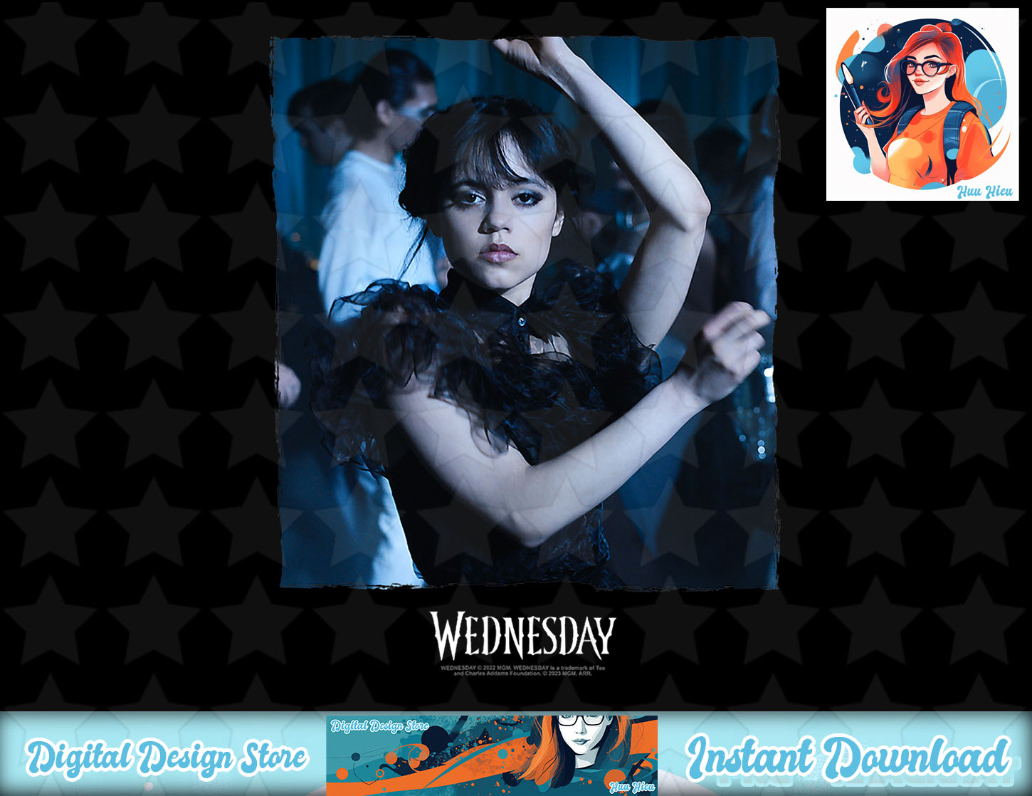 Wednesday Dark Dancing Queen Wednesday Photoreal & Logo V2 T-Shirt