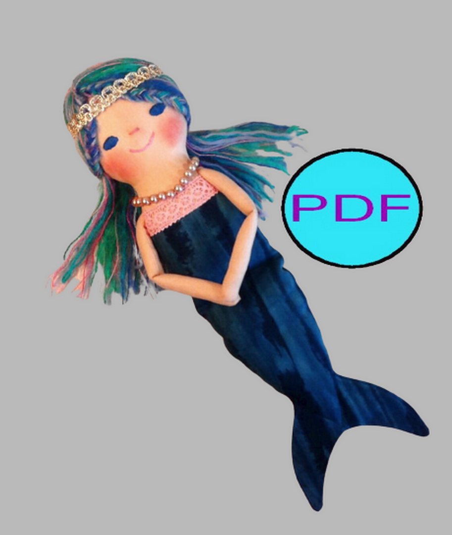 Mermaid doll pattern Tutorial PDF Rag doll sewing pattern Fa - Inspire ...