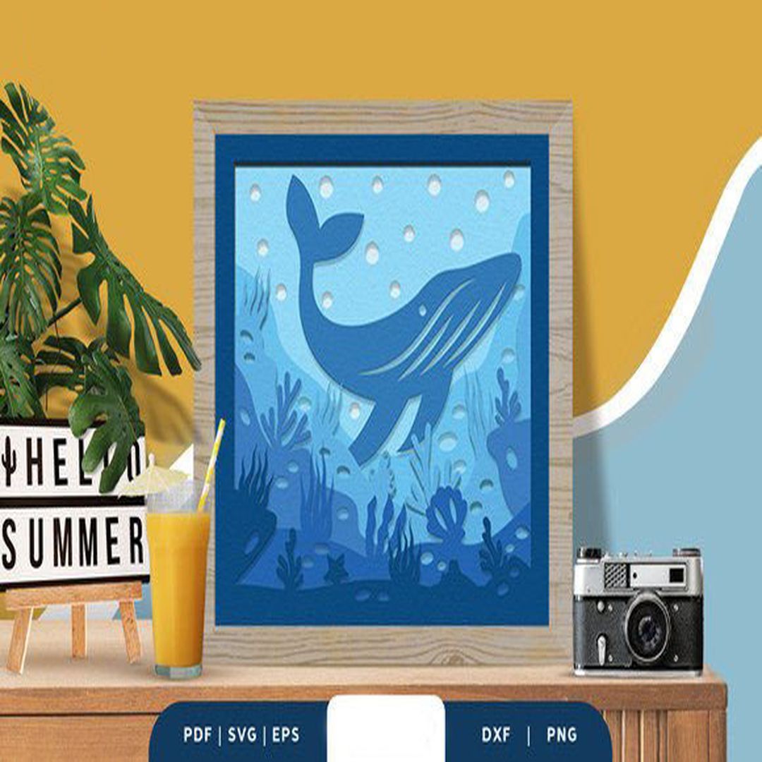 Humpback Whale 3D Light Box SVG, Shadow Box Template, Paper - Inspire ...