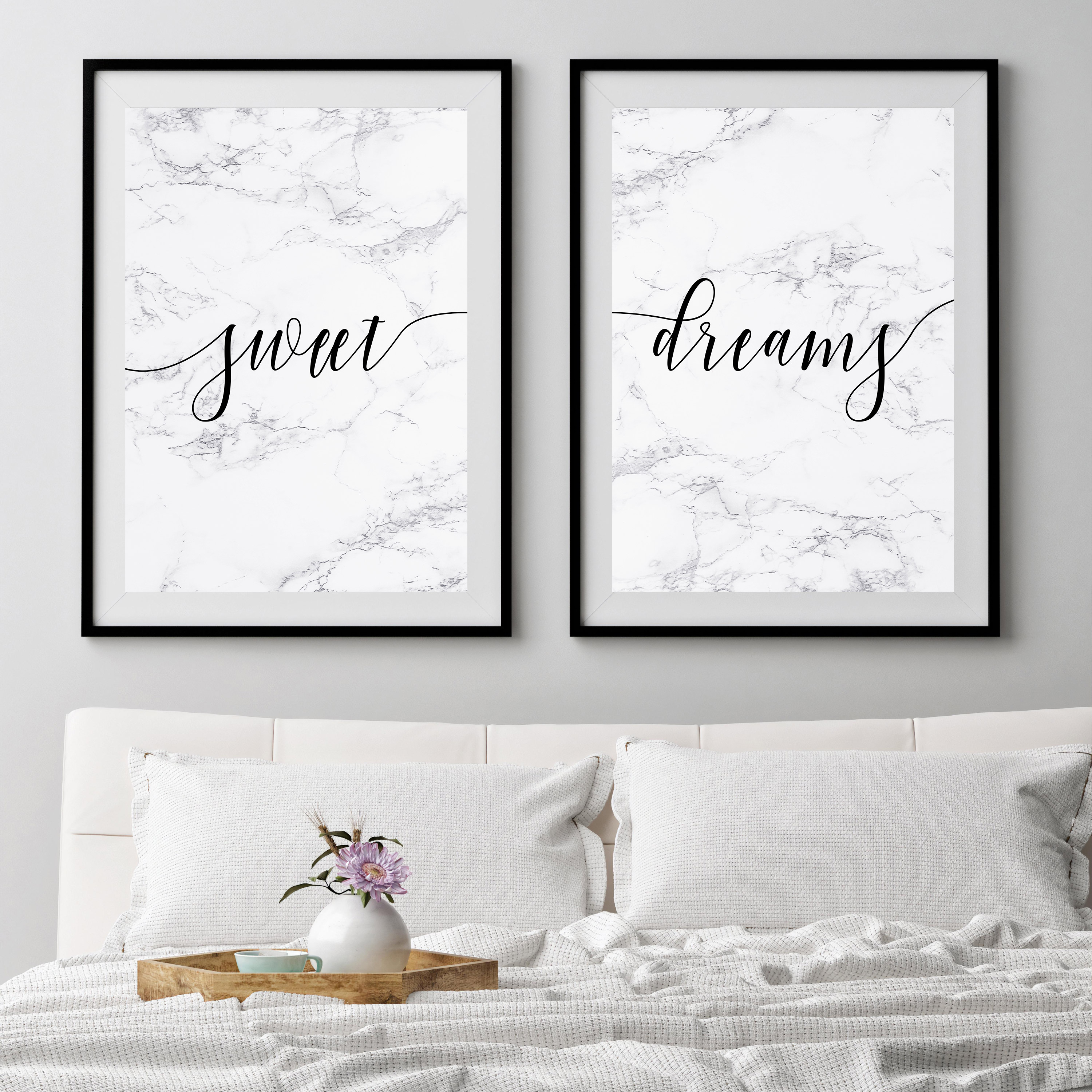 Sweet dreams printable marble wall art, bedroom quote art, m | Inspire ...