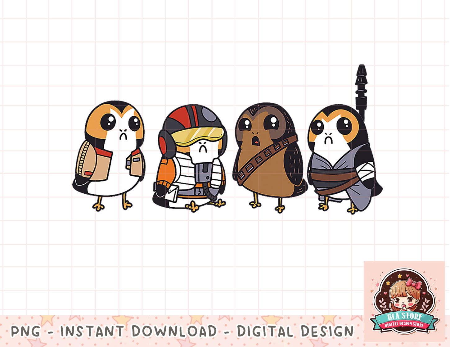 Star Wars Cute Porgs Dressed As Characters Portrait png | Inspire Uplift