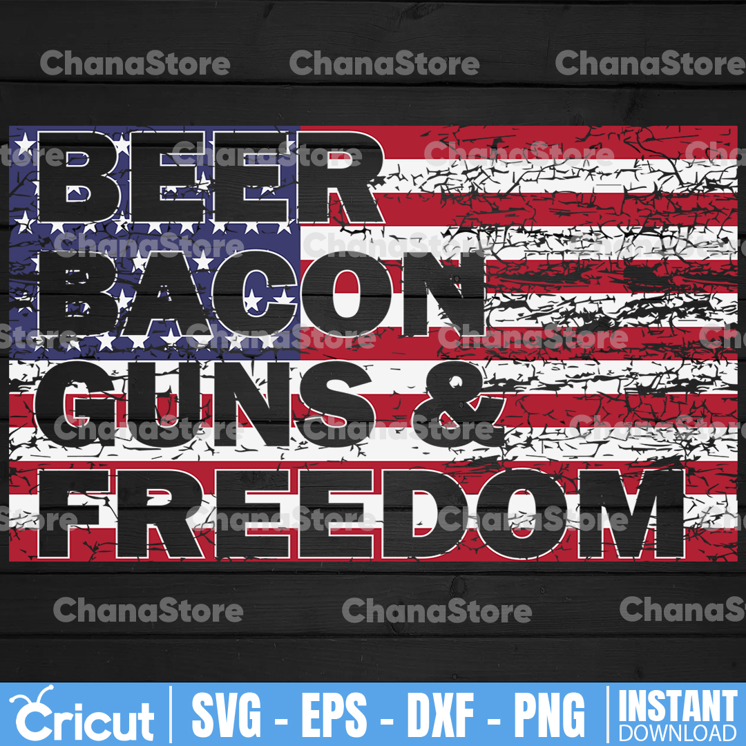 Beer Bacon Guns & Freedom Second Amendment PNG Sublimation P Inspire