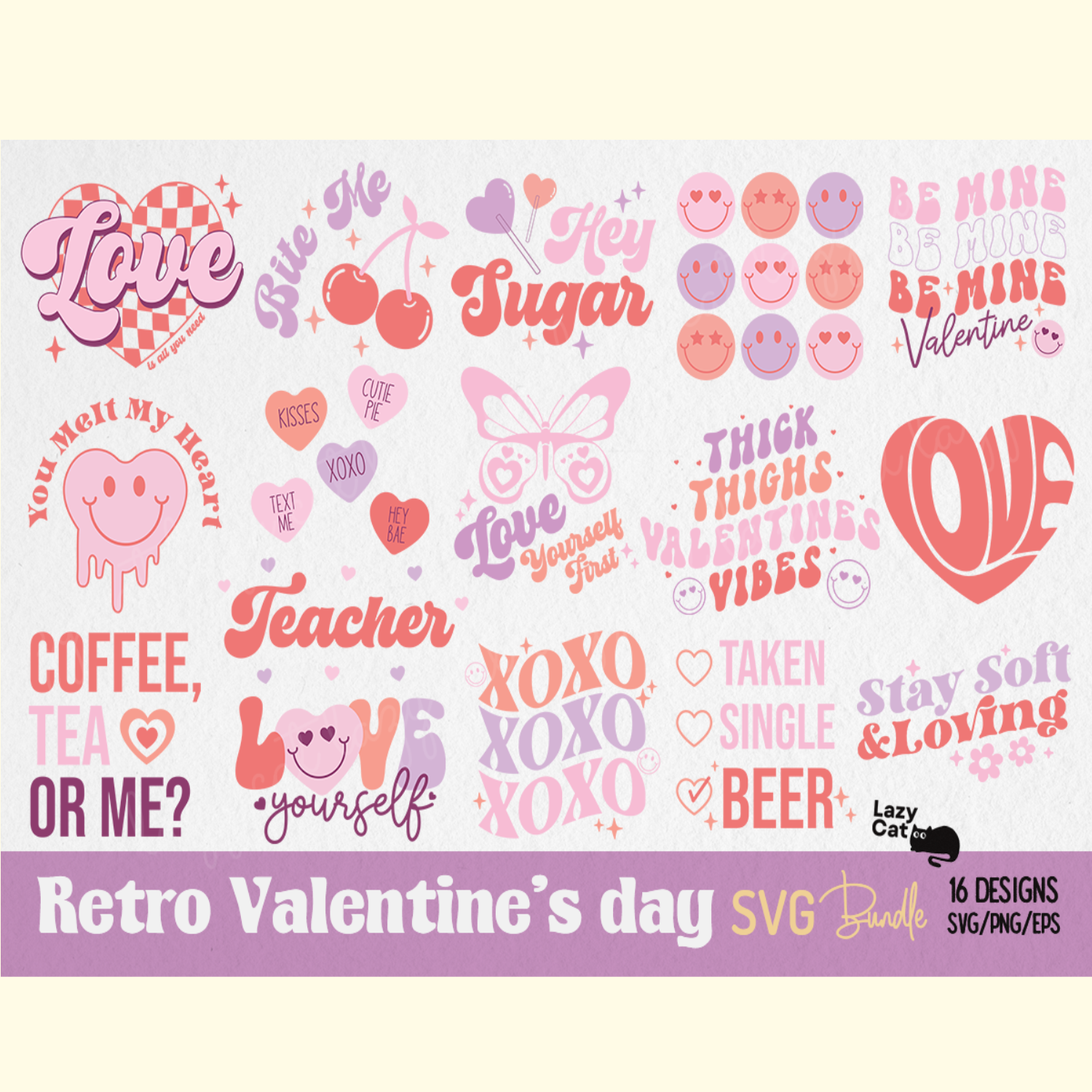 Retro Valentines Day SVG Bundle | Inspire Uplift