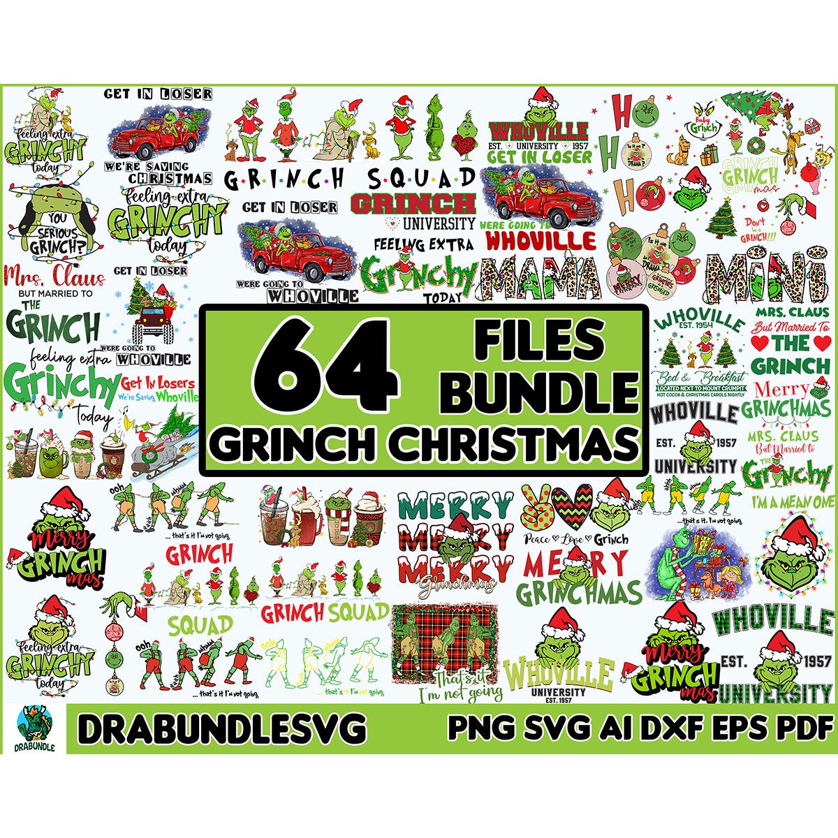 64 Grinchmas PNG Bundle, Merry Grinchmas Svg & Png, Christma - Inspire