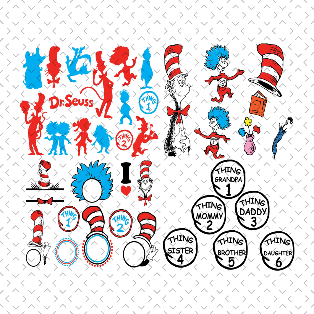 Dr Seuss Svg Bundle, Dr Seuss Svg, Cat In The Hat Svg, Thing | Inspire ...