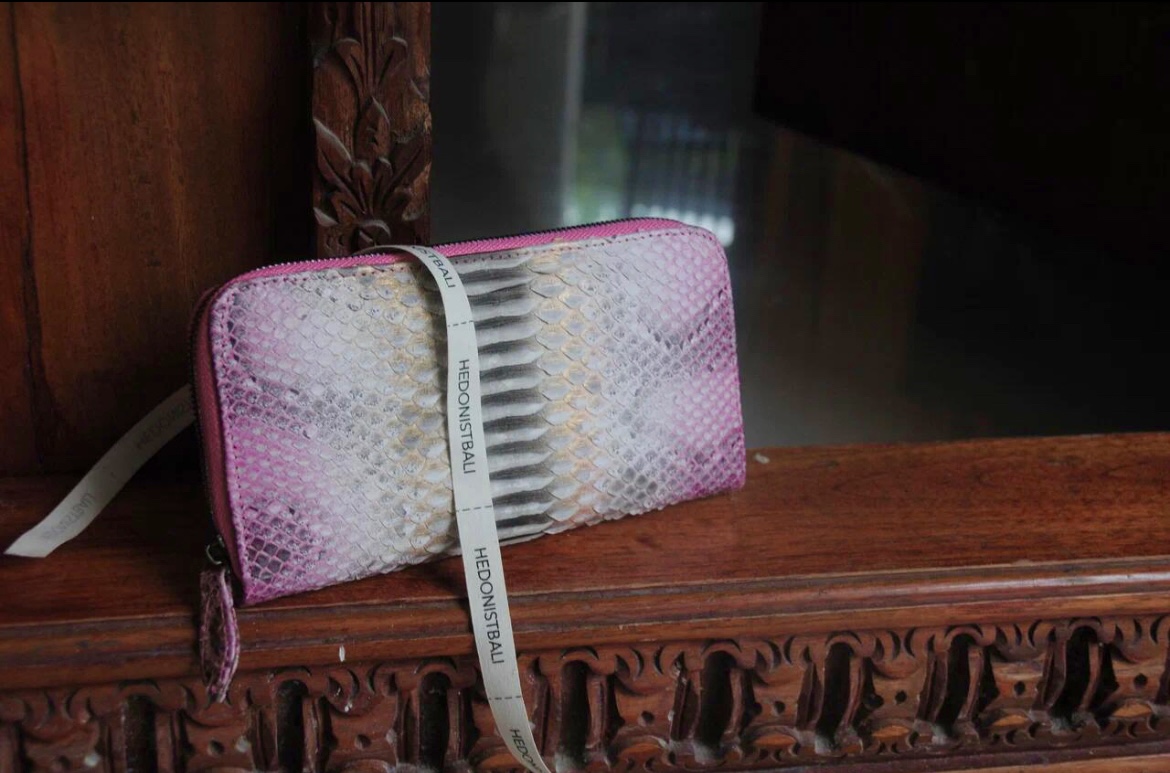 Genuine python skin light pink big wallet | Inspire Uplift