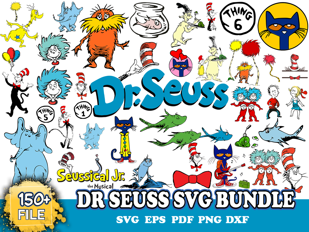 Dr Seuss Svg Bundle, Dr Seuss Svg, Cat In The Hat Svg | Inspire Uplift