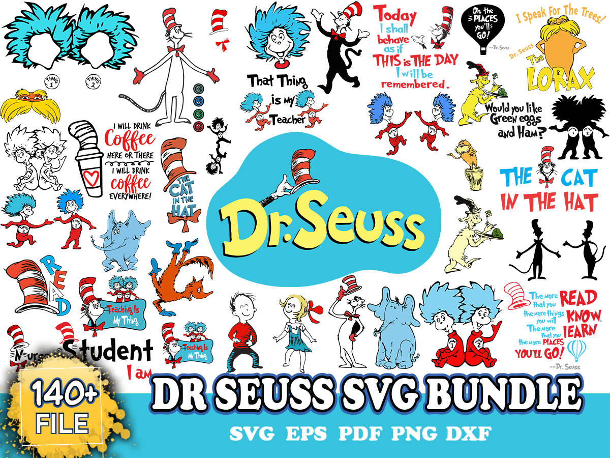 Dr Seuss Big Bundle Svg, Dr Seuss Svg, Cat In The Hat Svg | Inspire Uplift