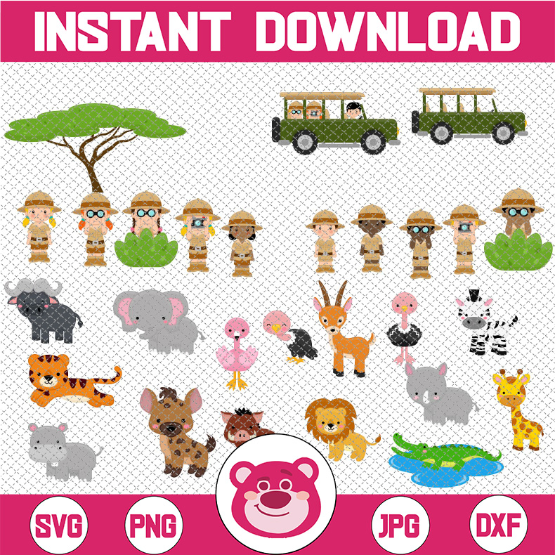 Safari Png printable, African Safari Tour, Cute Jungle Anima | Inspire Uplift