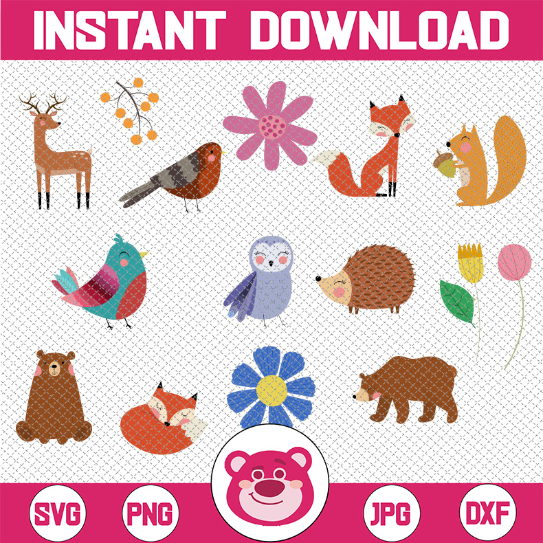 Woodland Nursery png, Woodland Animals Digital Clipart, Fore - Inspire