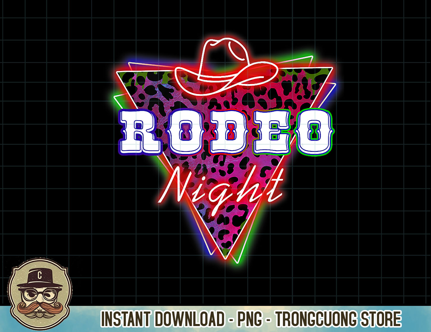 Neon Rodeo Shirt Design Rodeo Night Leopard Neon Cowboy Hat Tank Top copy png sublim | Inspire ...