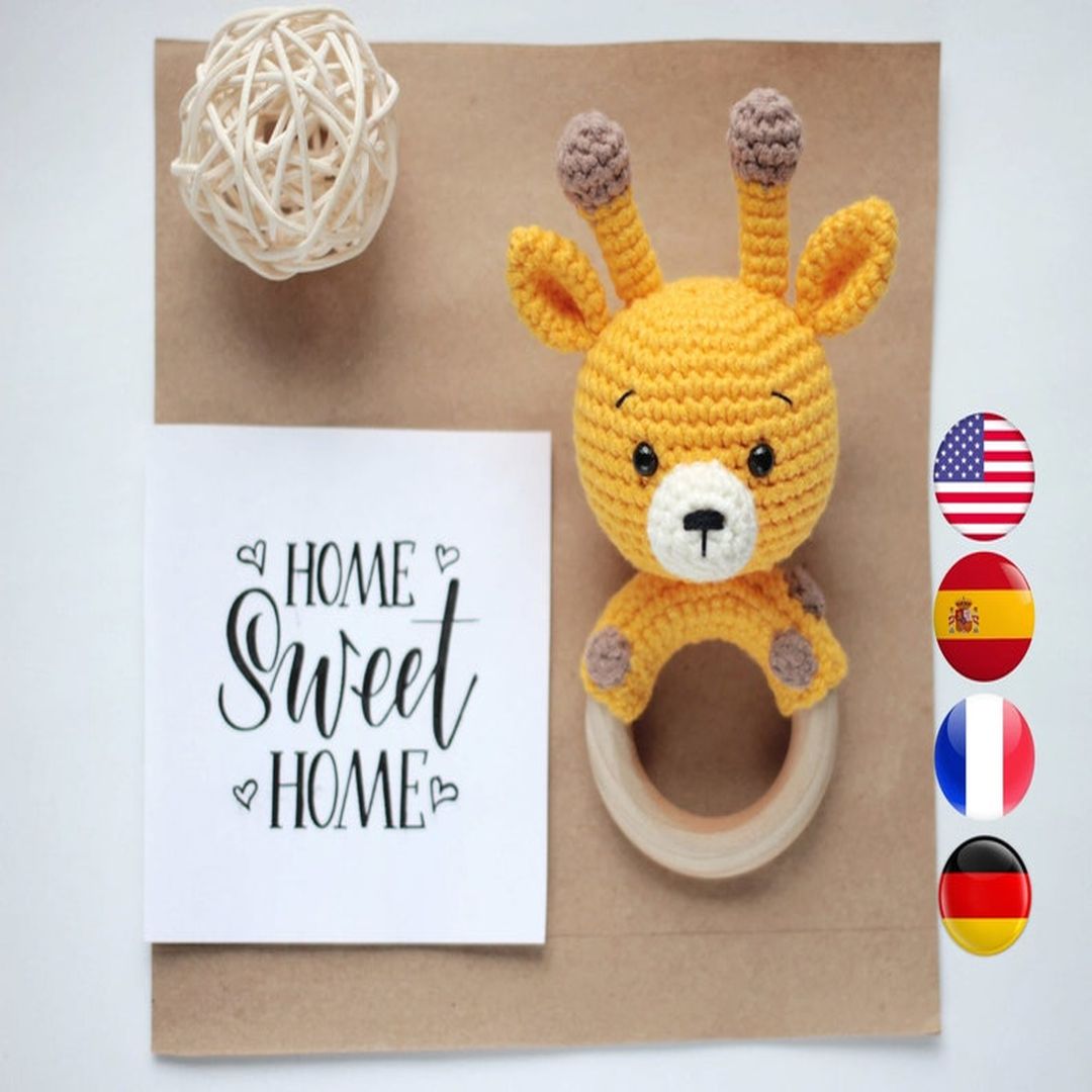 "CROCHET PATTERN giraffe baby rattle, Easy crochet pattern, Inspire Uplift