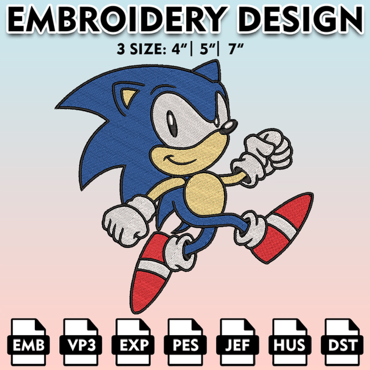 Sonic Embroidery Designs, Sonic the Hedgehog Embroidery File Inspire