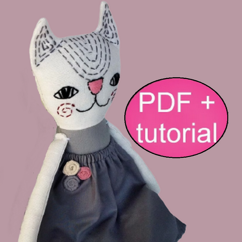 PDF Cat sewing pattern & tutorial Stuffed cat pattern Cloth | Inspire ...