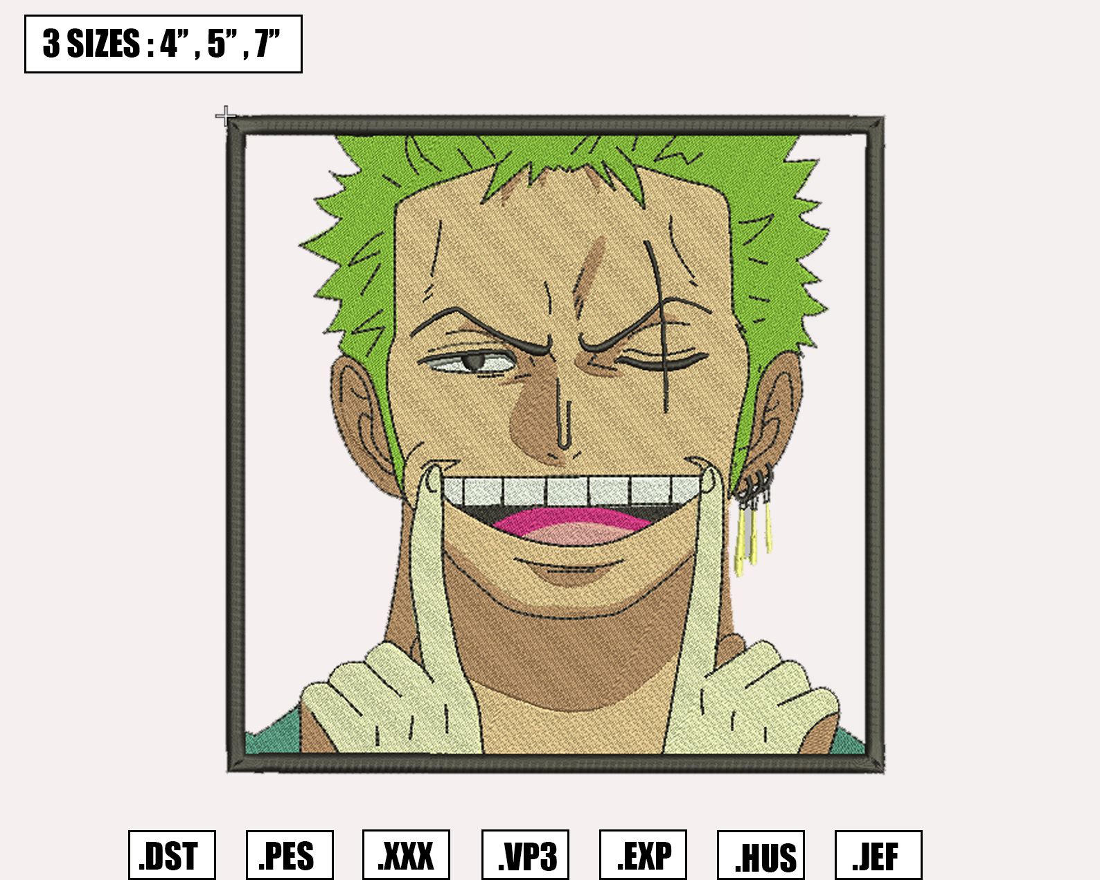 Roronoa Zoro Embroidery Designs, Machine Embroidery Design f Inspire Uplift