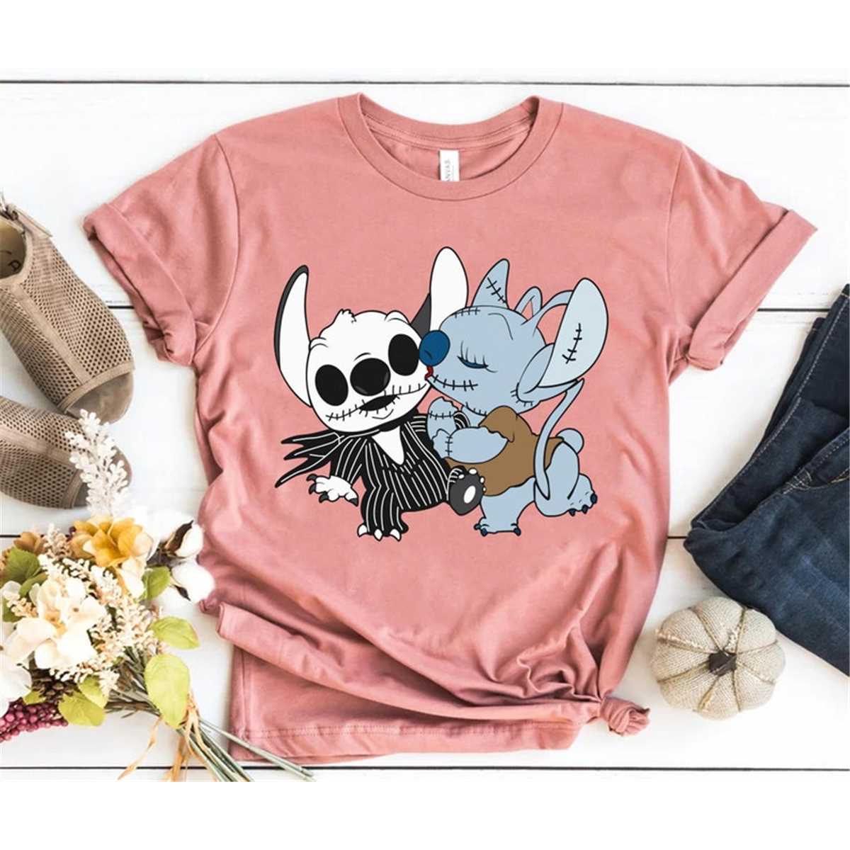Stitch Jack Skellington and Sally Shirt Funny Disney Couple Inspire
