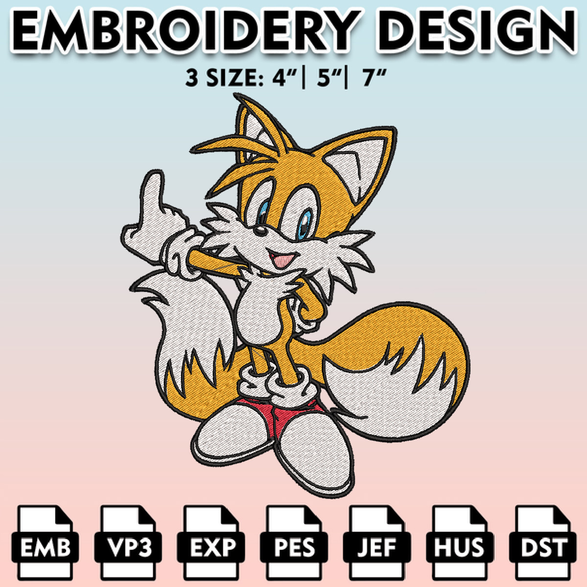 Tails Embroidery Designs, Sonic the Hedgehog Embroidery File - Inspire ...