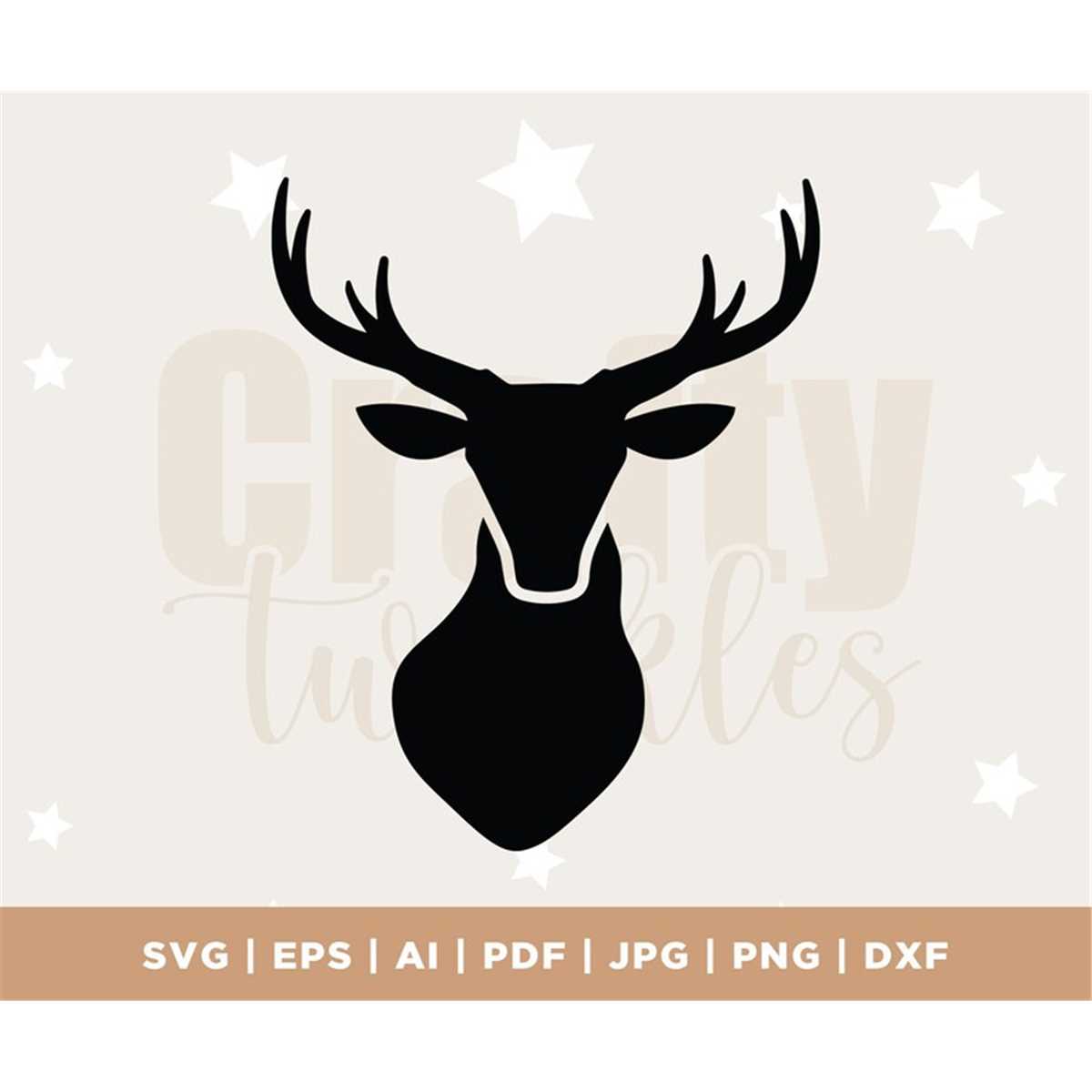Buck Rack Deer Head SVG, Digital Download, Cut File, Png, Jp Inspire