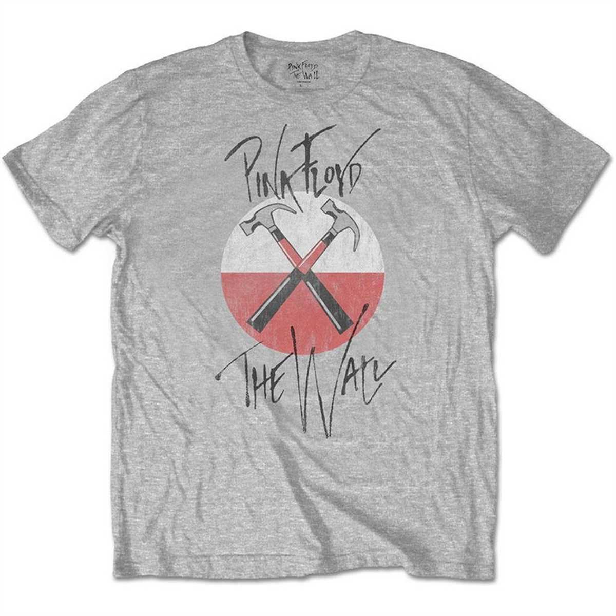 Official Pink Floyd The Wall T-Shirt - Faded Hammers Logo, Grey Mens Tee - View #5