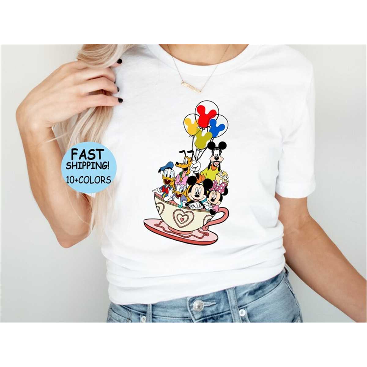 Disney Mickey And Friends Tea Cup Shirt, Disney Characters T Inspire Uplift