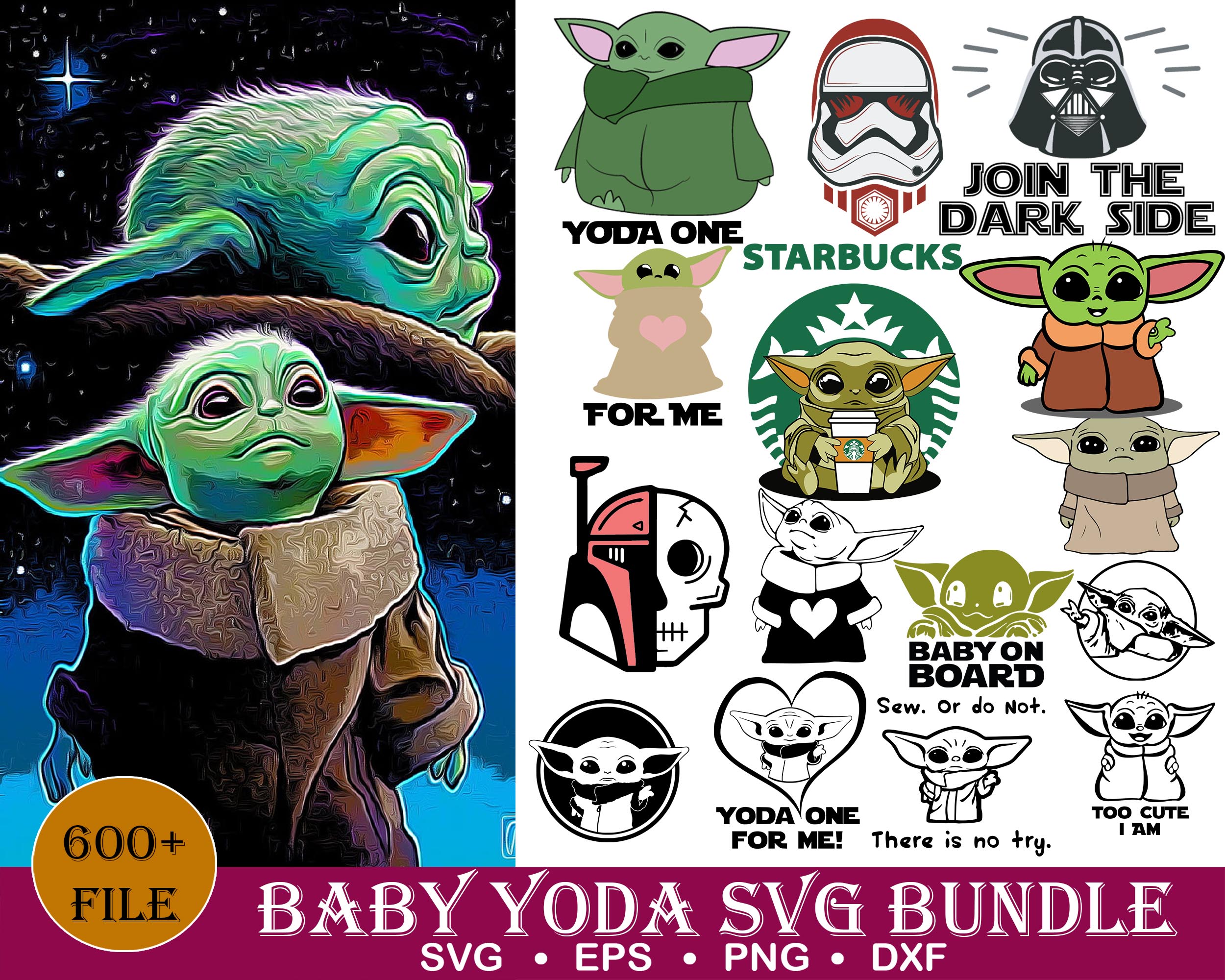 600 Baby yoda svg, bundle baby yoda svg, Digital Download | Inspire Uplift