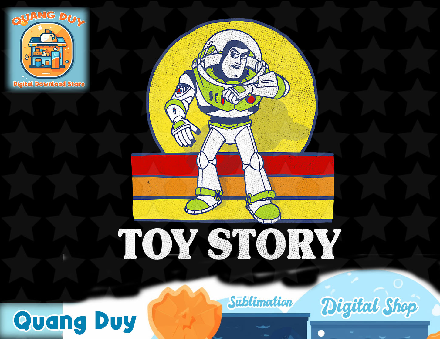 Disney Pixar Toy Story Buzz Lightyear Retro Portrait Logo T- - Inspire