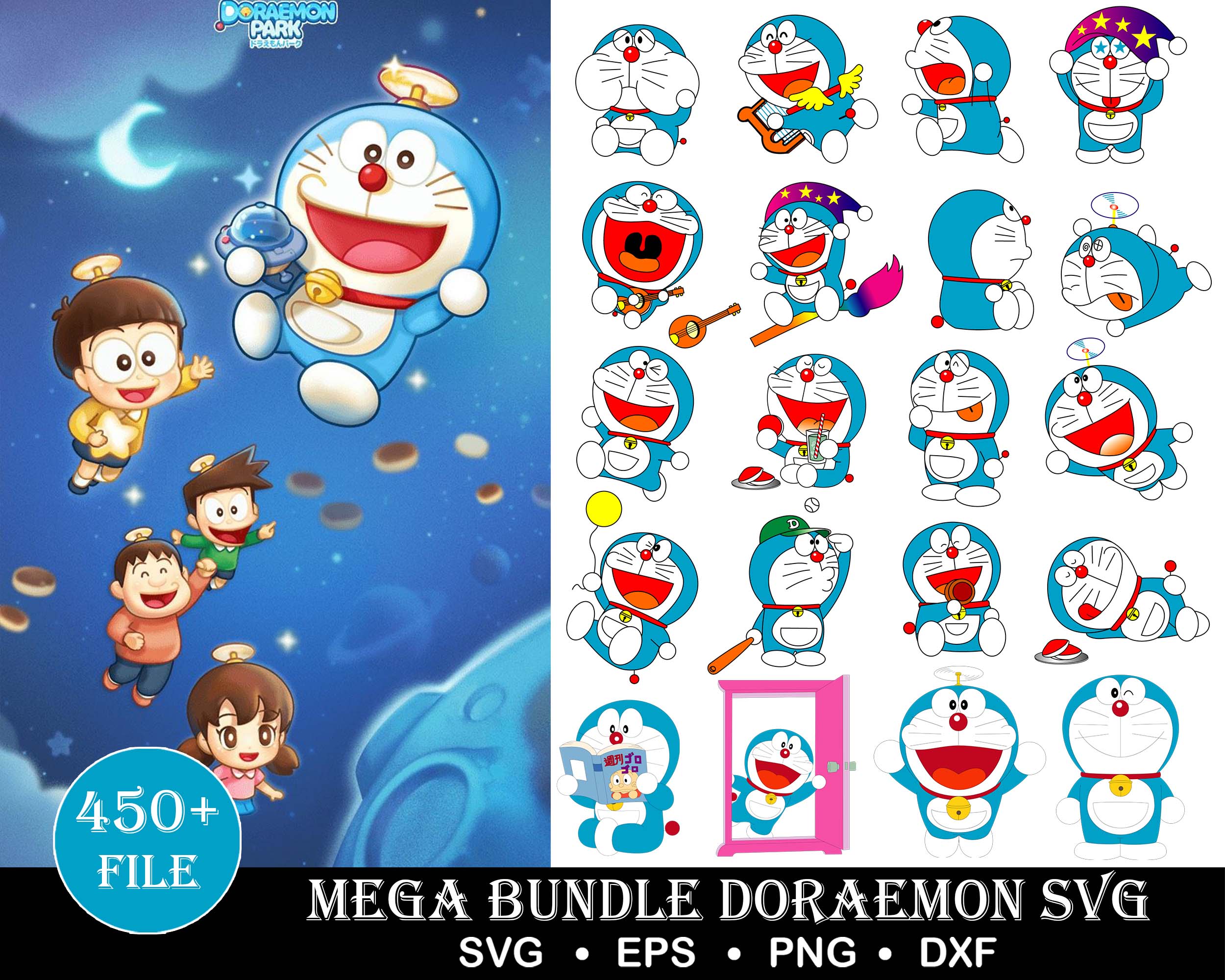 Doraemon File Vector 450 file doraemon svg, Digital Download | Inspire Uplift