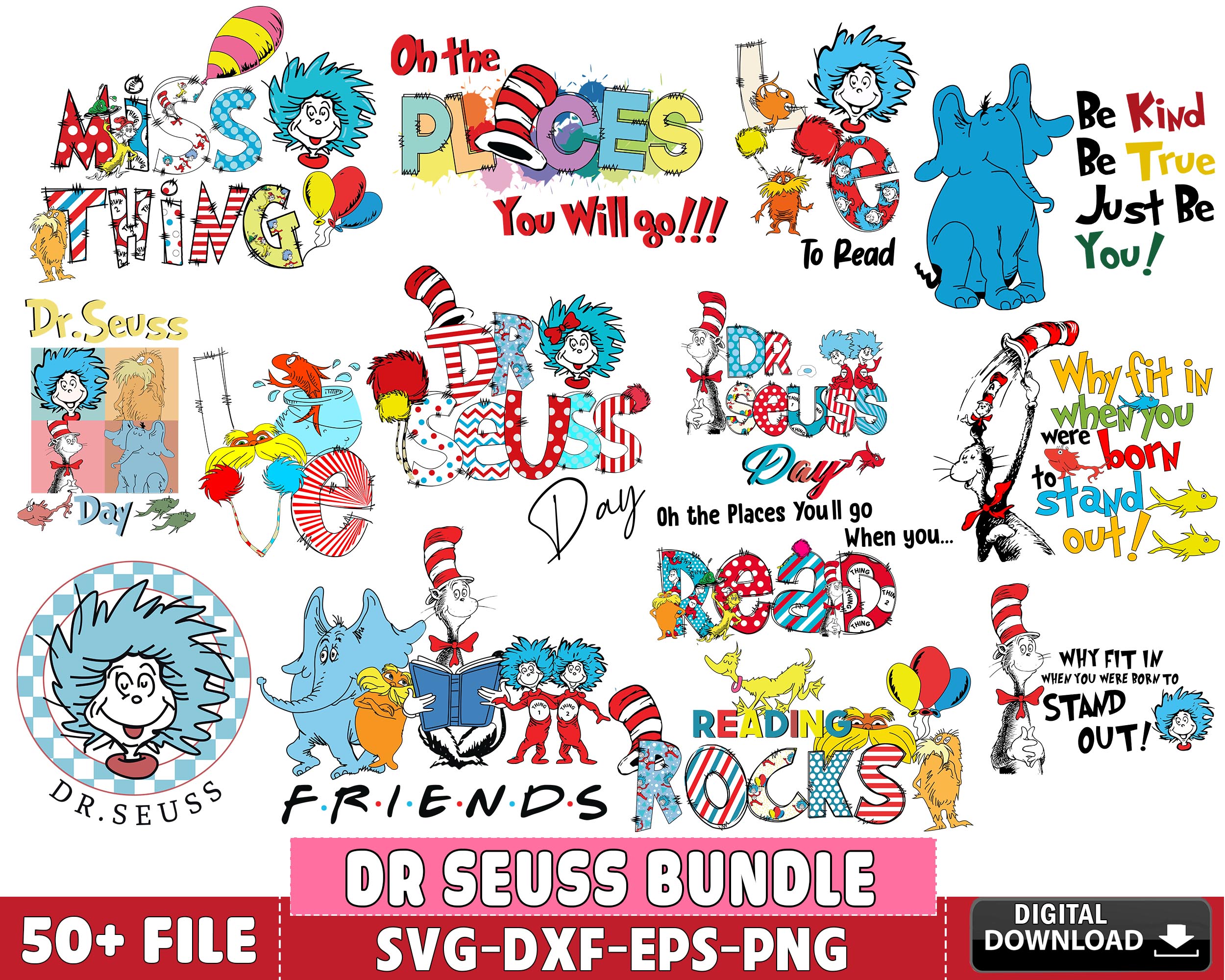 50 file dr seuss bundle svg, cat in the hat svg, Digital Dow - Inspire ...