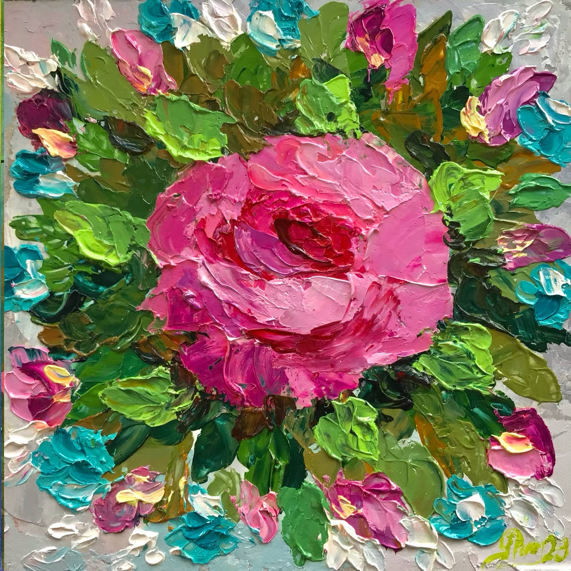 Pink Rose Painting Original Art Small Oil Artwork Floral Pai | Inspire ...