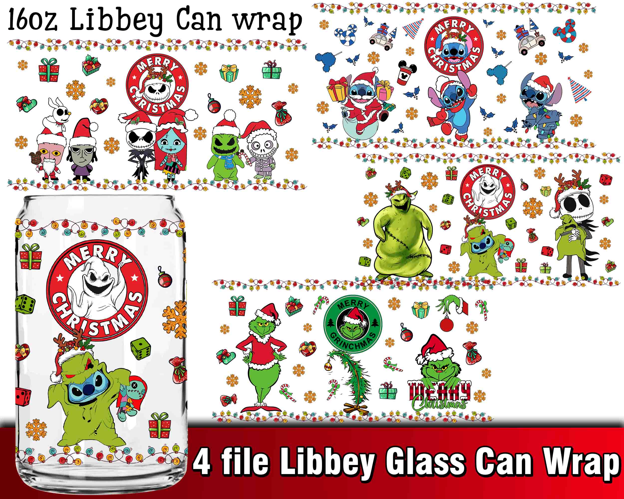 4 file christmas Libbey Glass Can Wrap bundle png Inspire Uplift