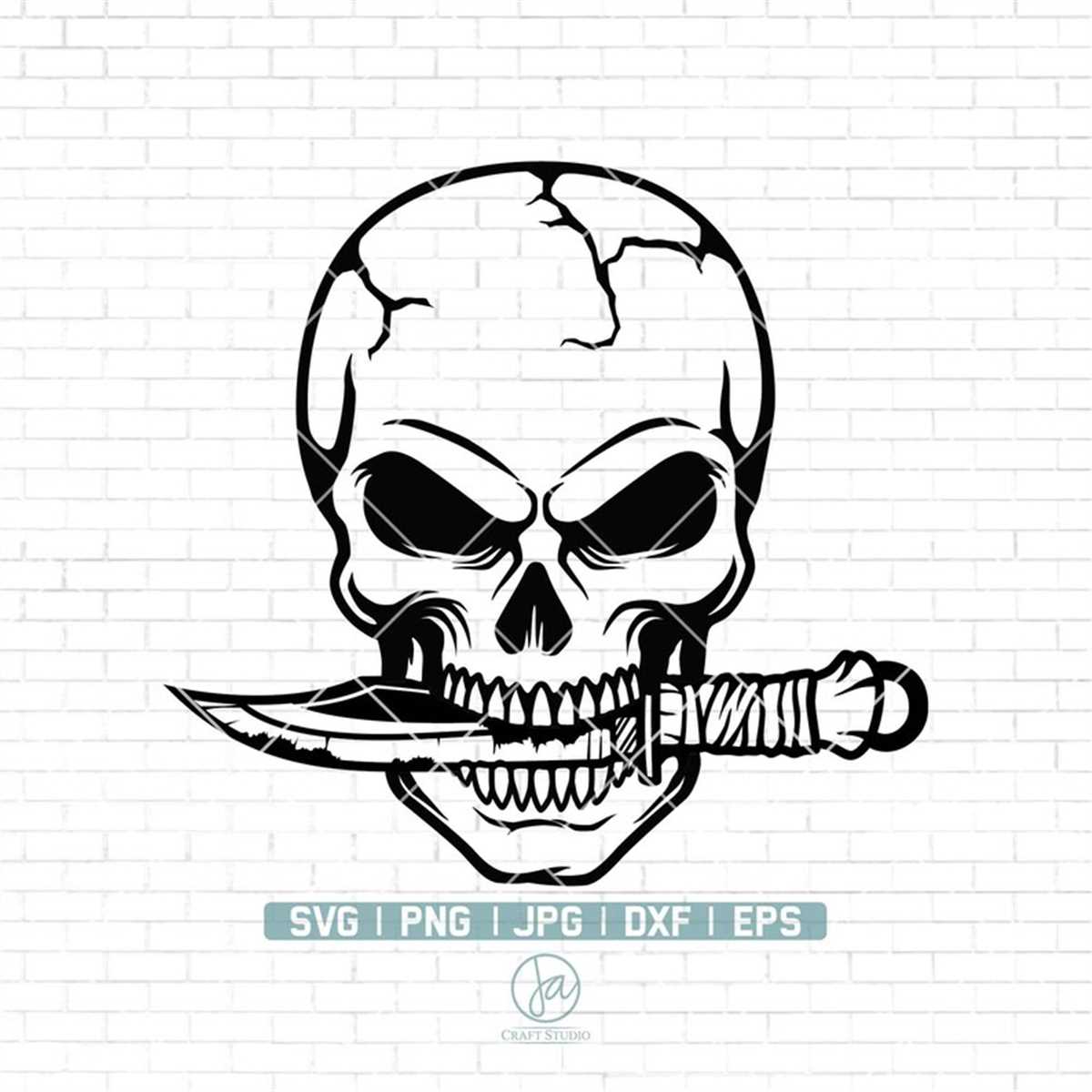 Skull Biting Knife SVG Dagger SVG Metal Blade Stab Blood Inspire