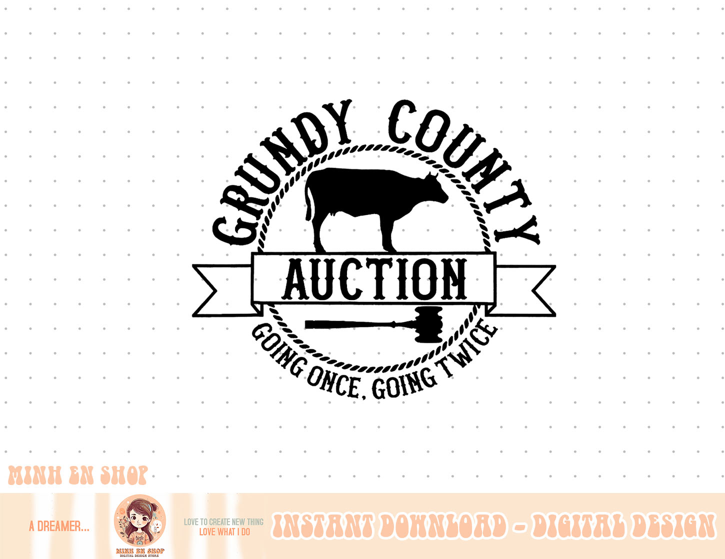 Retro Cow Cattle Grundy County Auction Western Country Farm Inspire