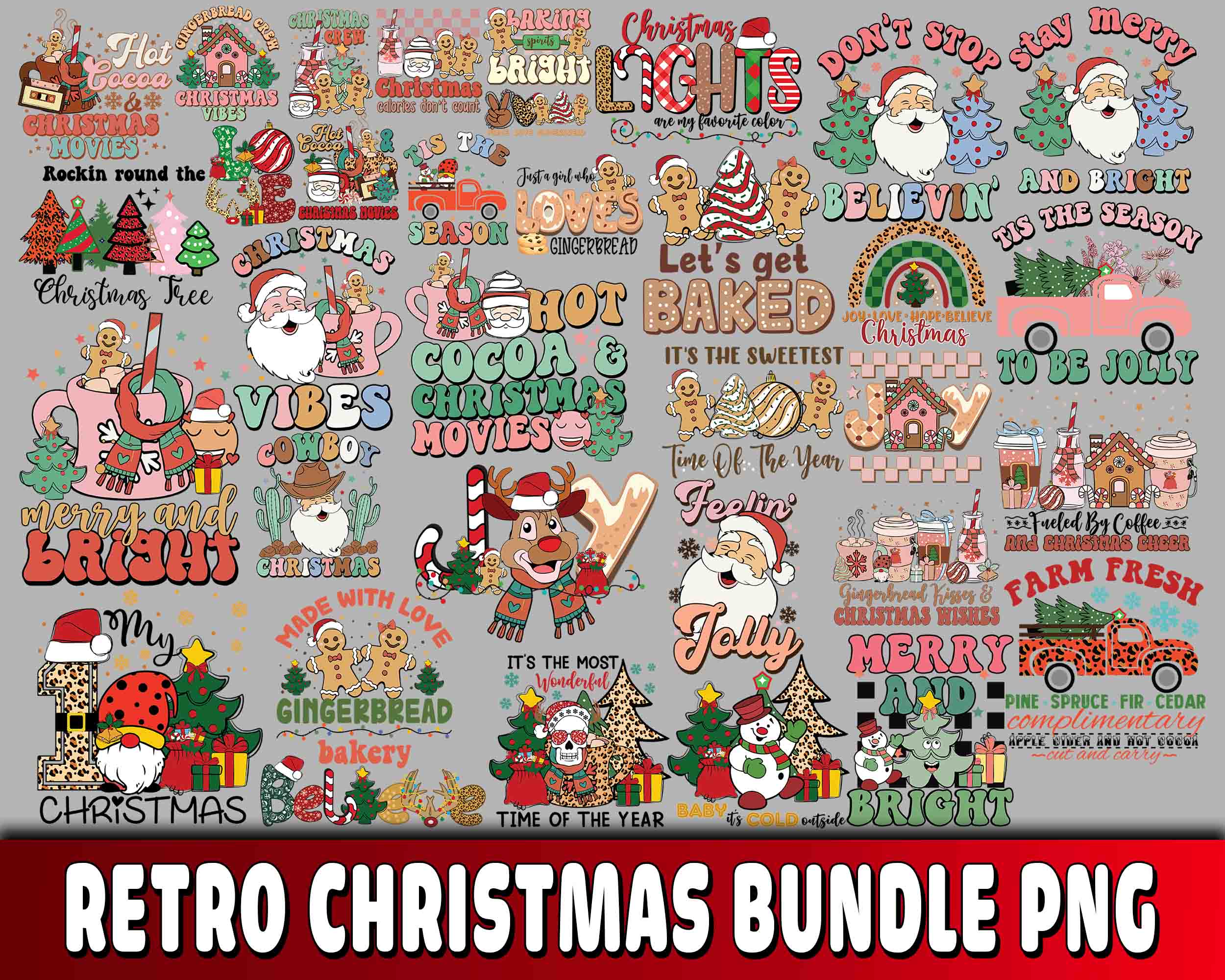 Retro christmas bundle svg , Digital Download | Inspire Uplift