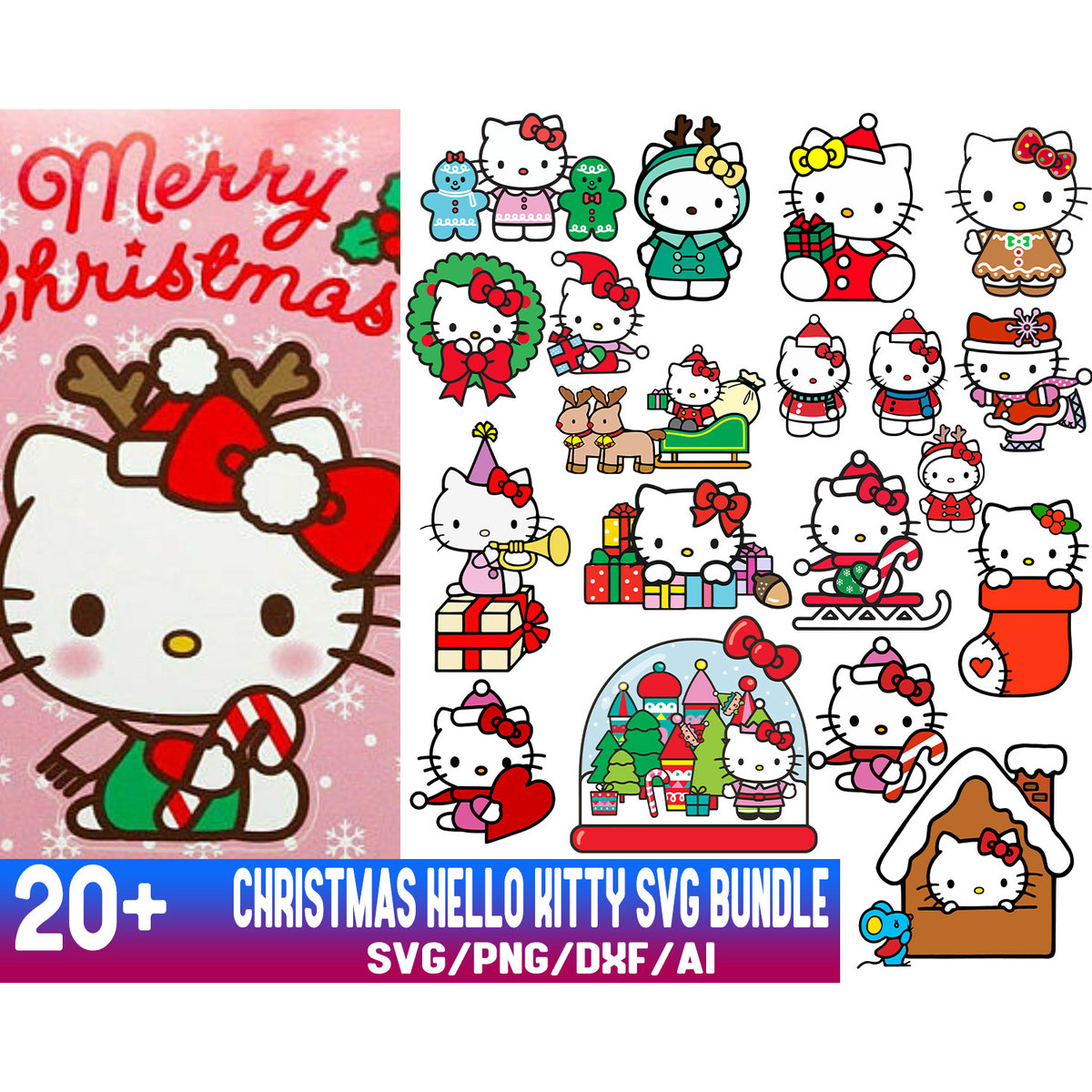 Christmas Hello Kitty Svg Bundle, Hello Kitty Svg, Instant D Inspire