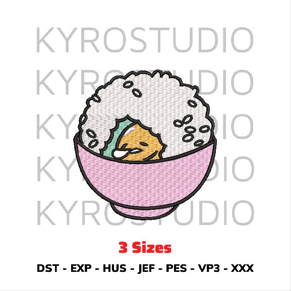 Gudetama Rice Anime Embroidery Design File/ Chibi Cute Embro | Inspire ...