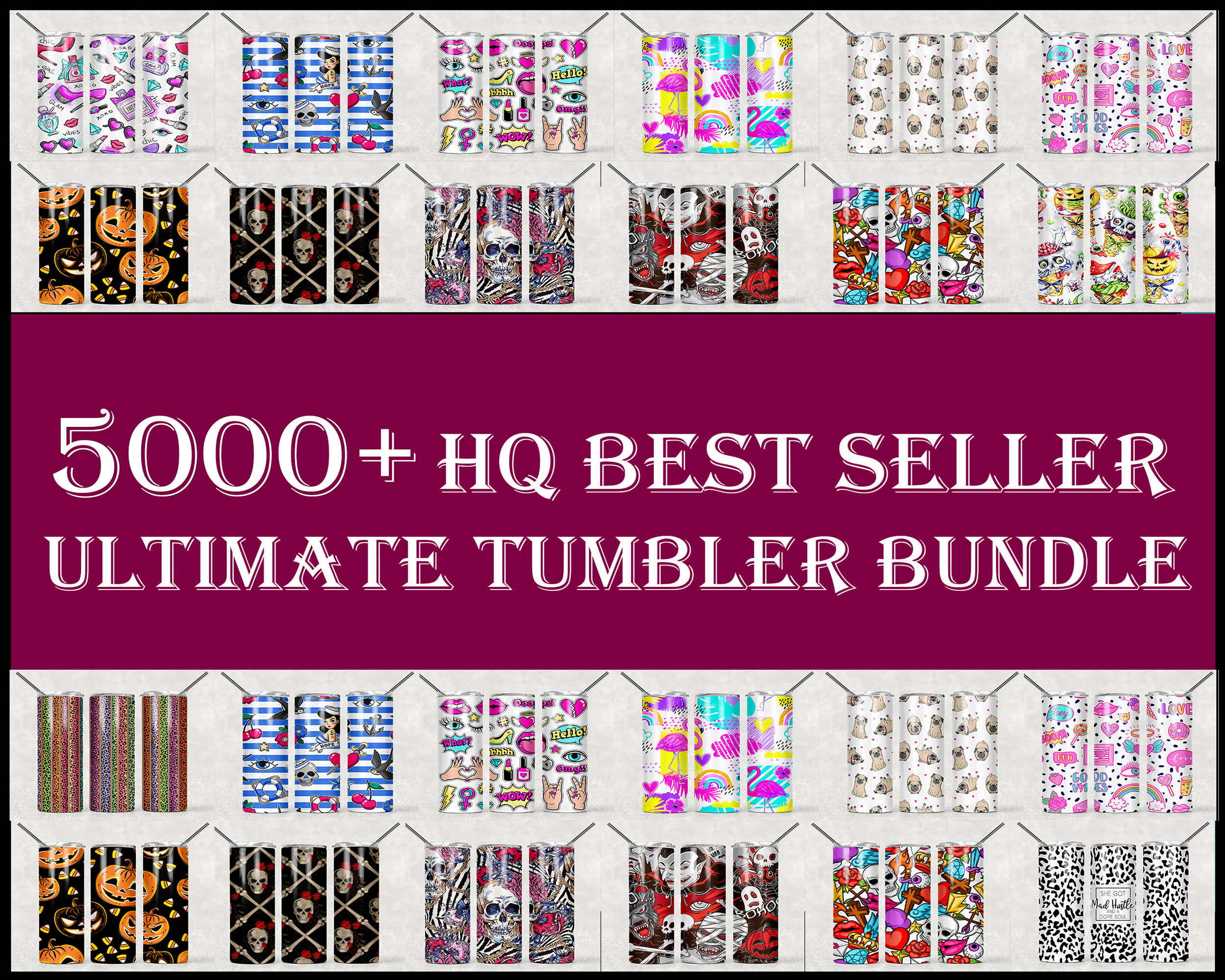 5000 file Tumbler Designs Bundle PNG High Quality, Designs 2 | Inspire ...